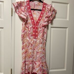 Poupette St. Barth Pink and White Floral Mini Dress